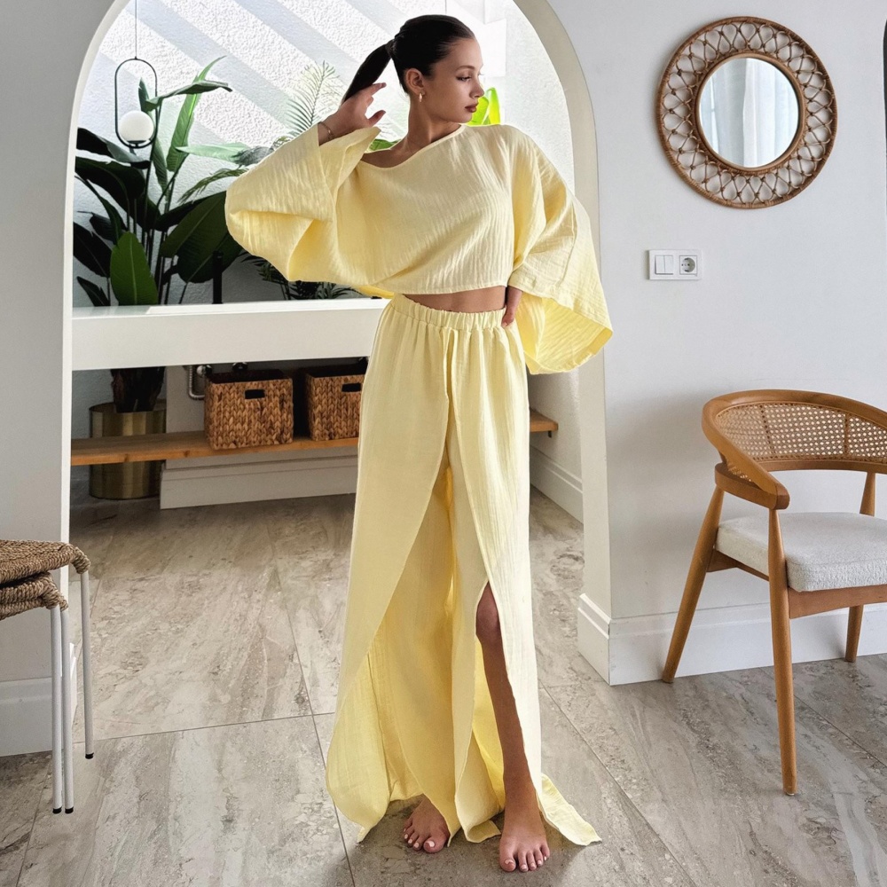 Pure European style long sleeve Casual tops a set
