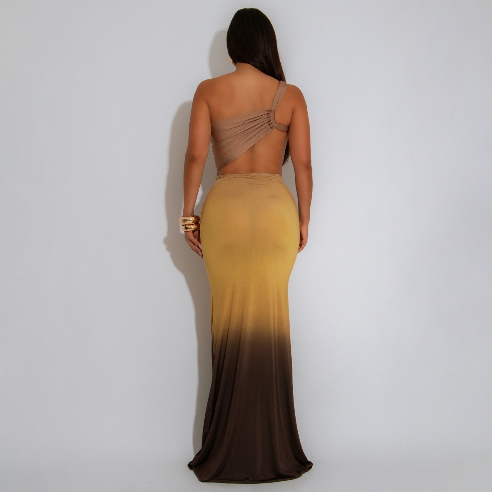 Shoulder gradient formal dress summer European style dress
