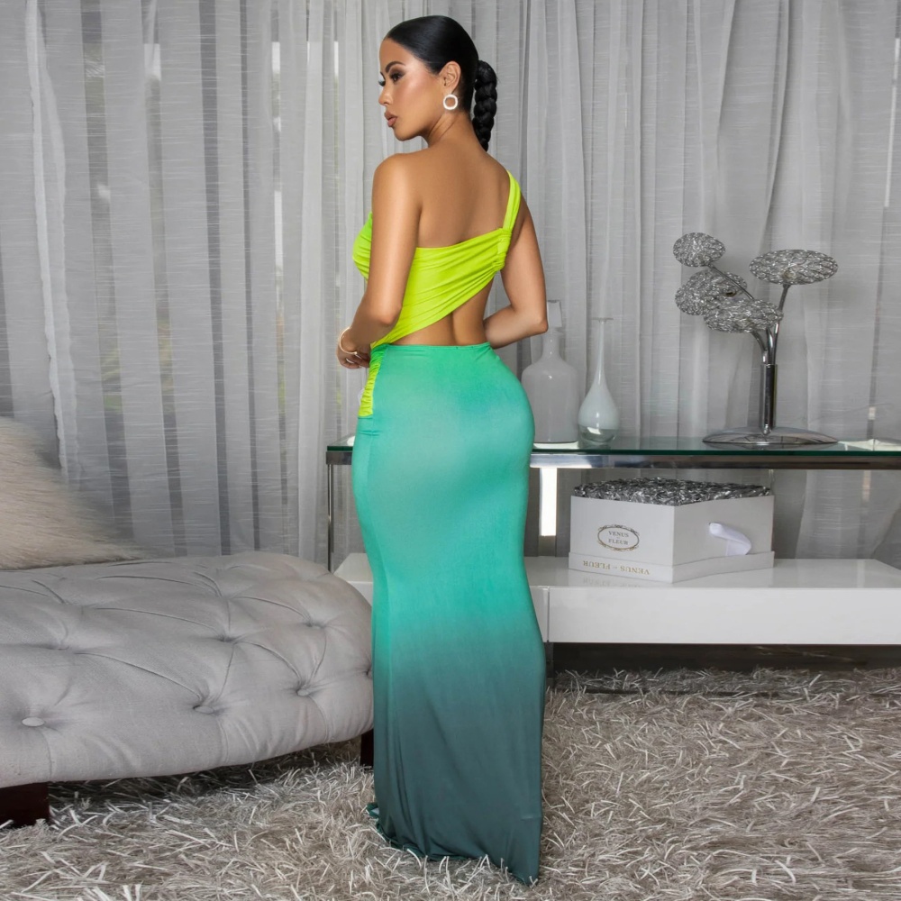 Shoulder gradient formal dress summer European style dress