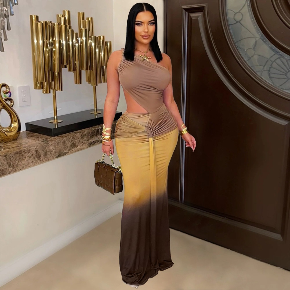 Shoulder gradient formal dress summer European style dress