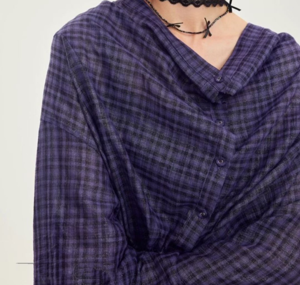 Casual navy blue shirt France style fashion tops
