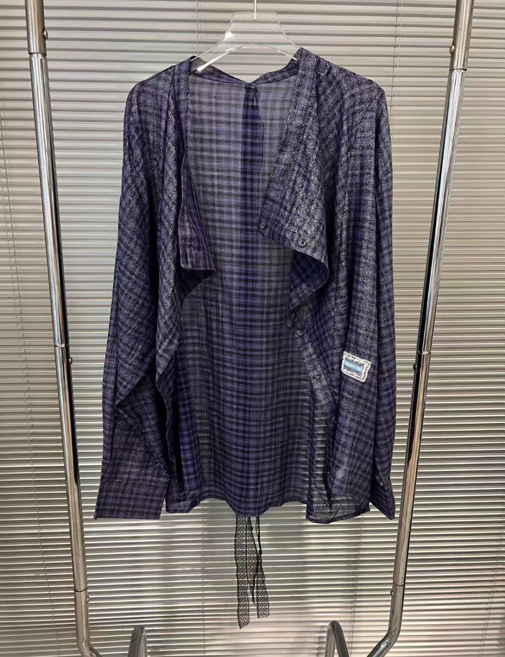 Casual navy blue shirt France style fashion tops