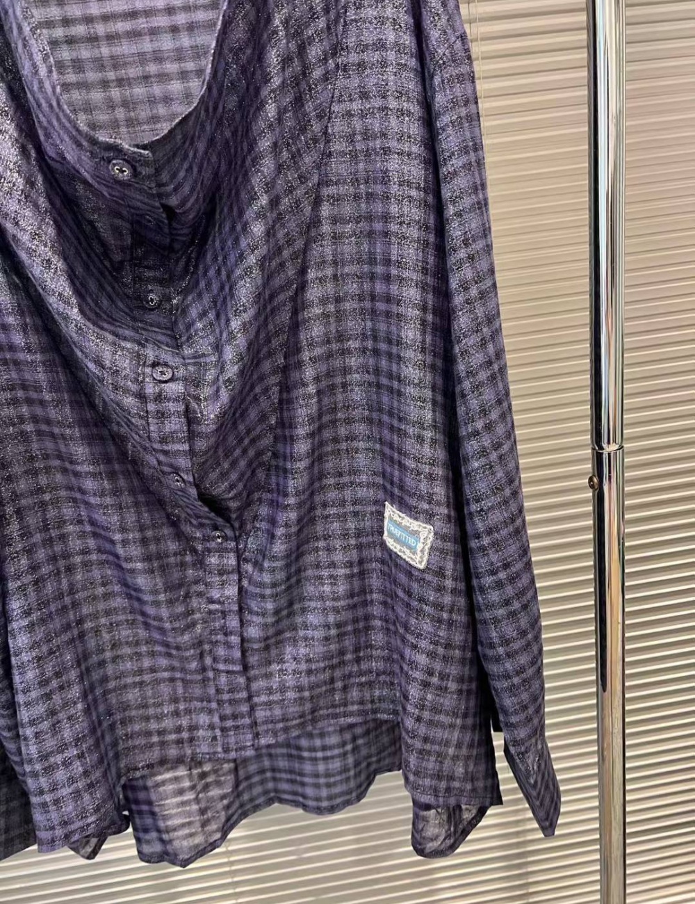 Casual navy blue shirt France style fashion tops