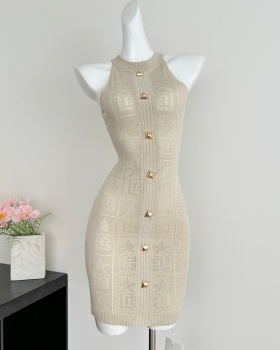 Hollow halter knitted dress