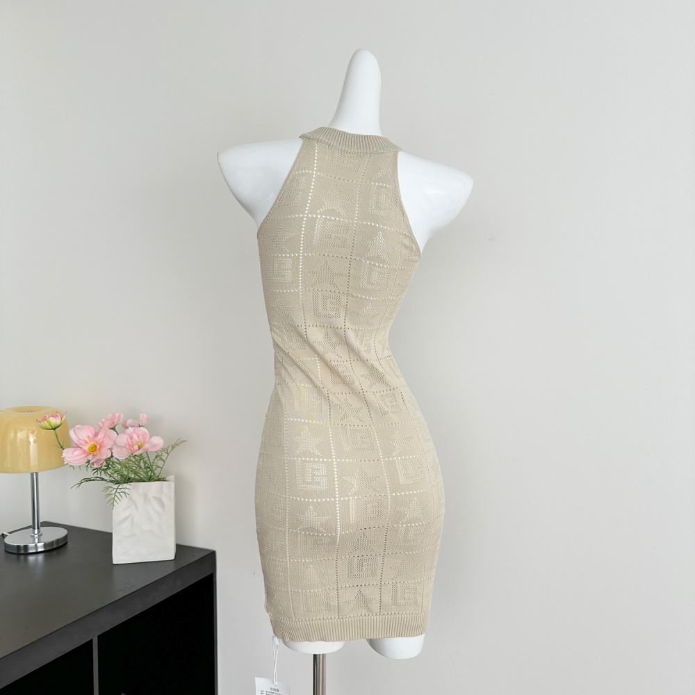 Hollow halter knitted dress