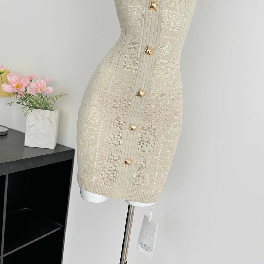 Hollow halter knitted dress