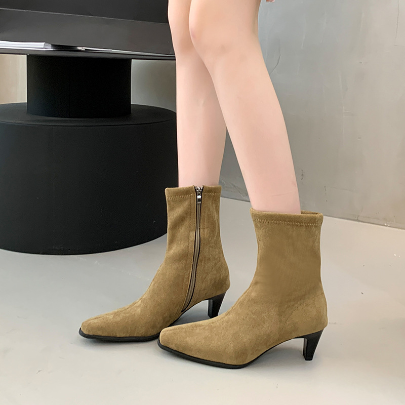 Pointed boots France style short boots for women