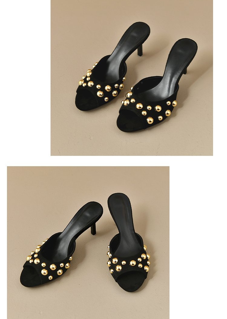 Fine-root France style slippers rivets lady shoes for women