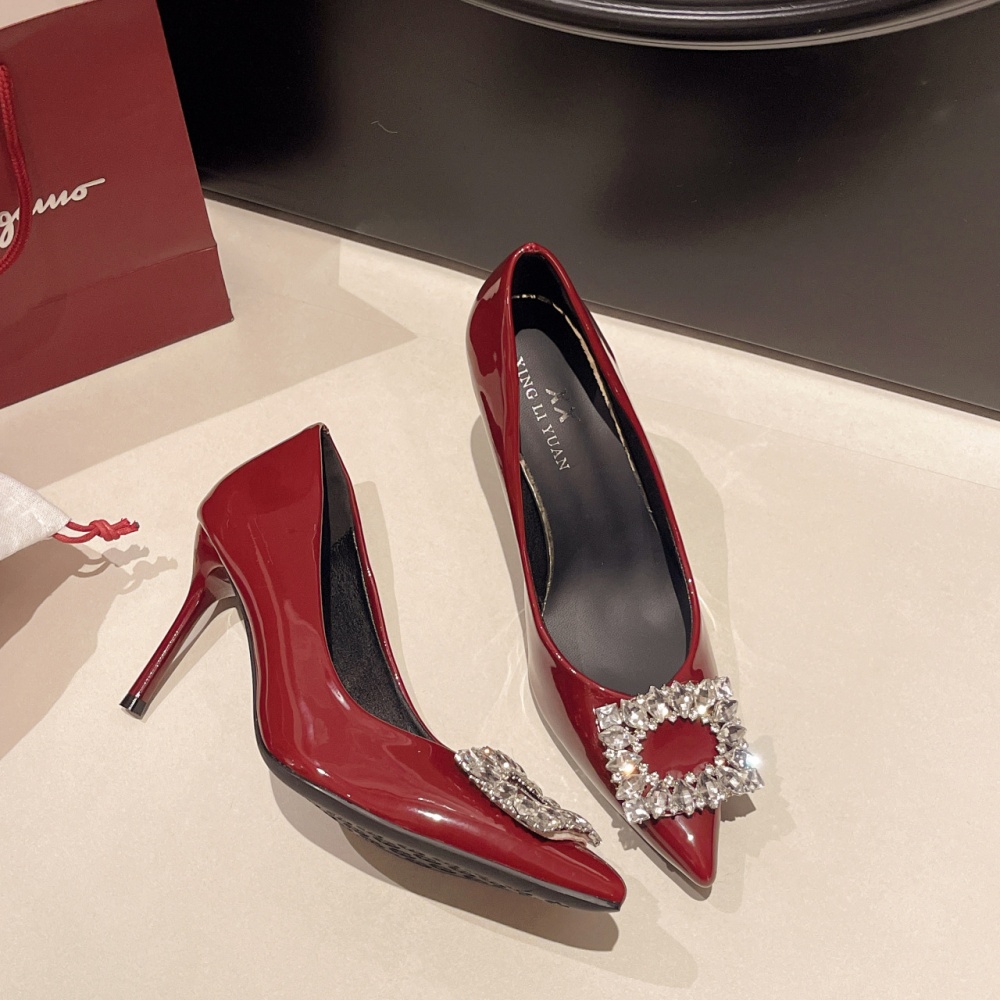 Patent leather France style shoes lady high-heeled shoes