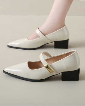 Lady thick high-heeled shoes pointed fashion shoes
