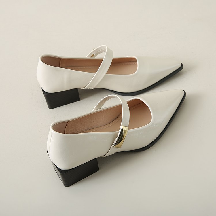 Lady thick high-heeled shoes pointed fashion shoes