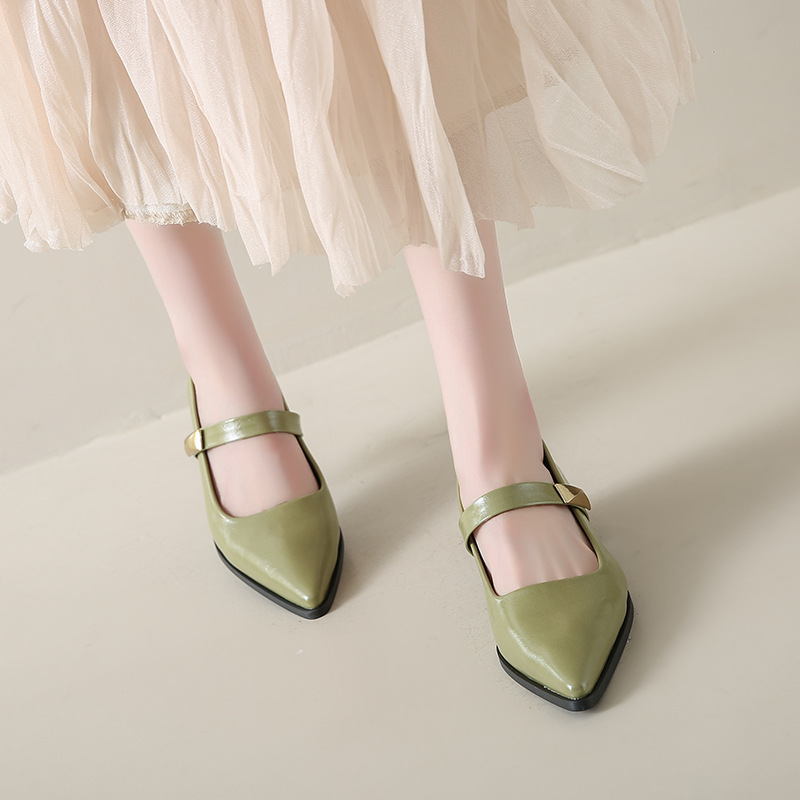 Lady thick high-heeled shoes pointed fashion shoes