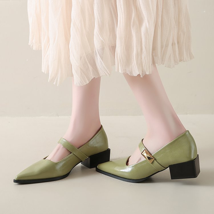 Lady thick high-heeled shoes pointed fashion shoes