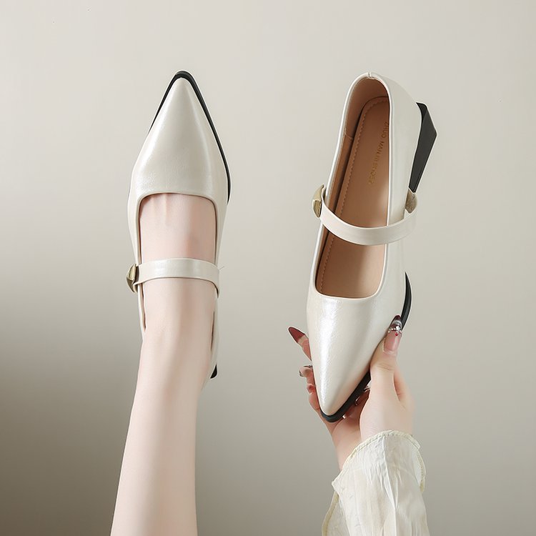 Lady thick high-heeled shoes pointed fashion shoes