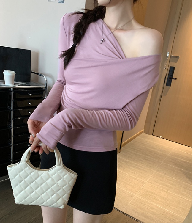 Pinched waist tops chouzhe bottoming shirt for women