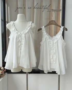 Summer sleeveless tops France style small shirt for women