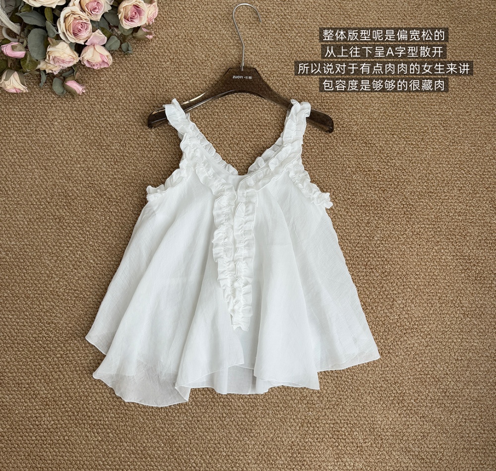 Summer sleeveless tops France style small shirt for women