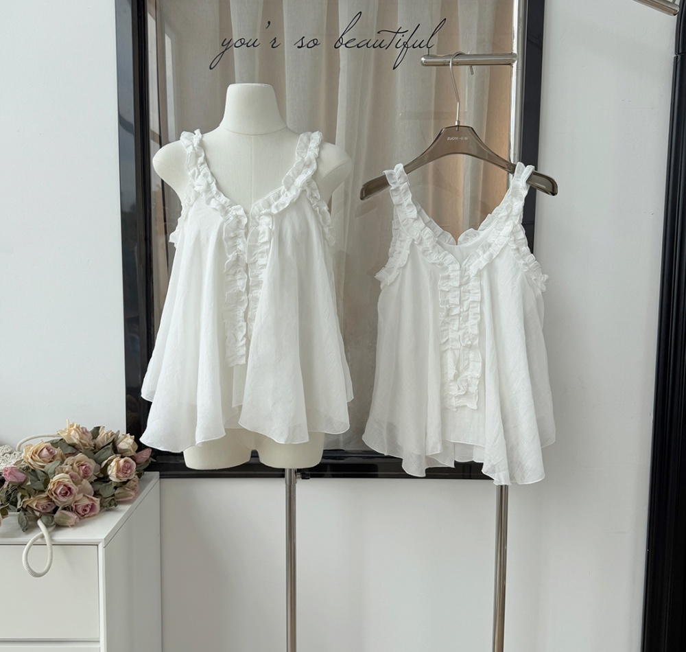Summer sleeveless tops France style small shirt for women
