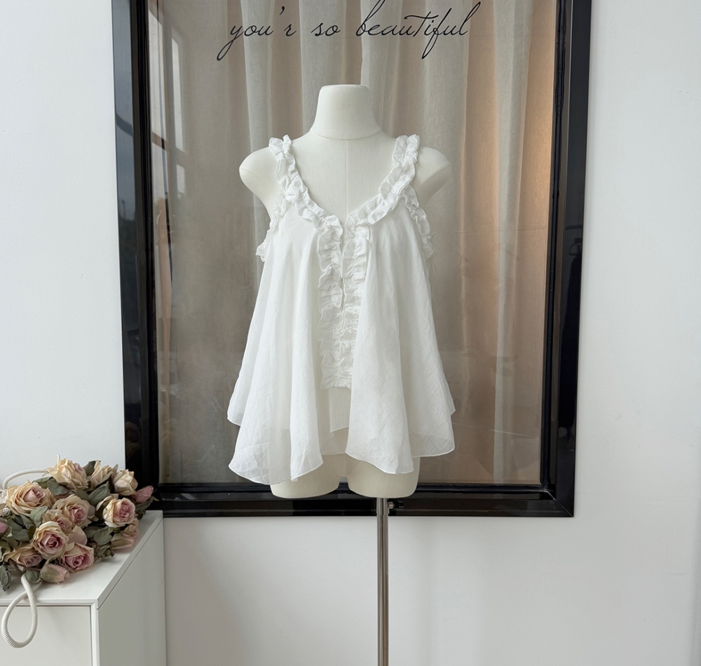 Summer sleeveless tops France style small shirt for women