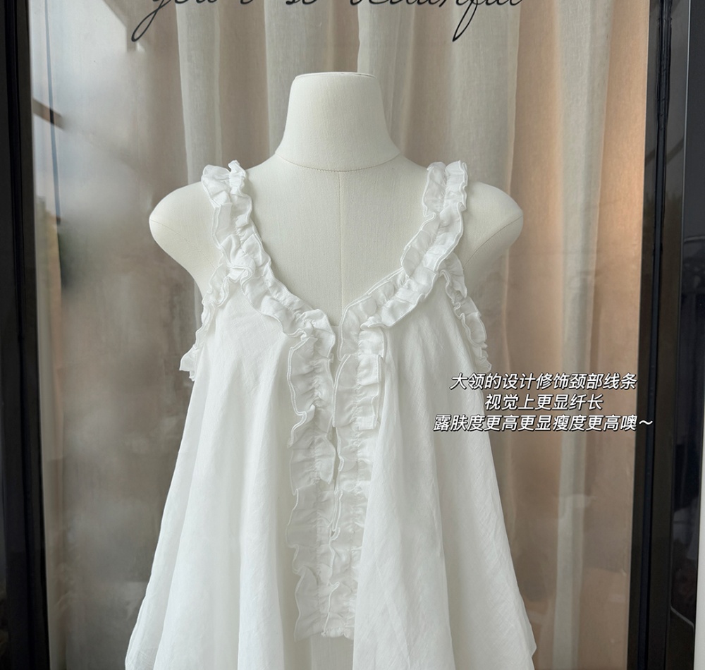 Summer sleeveless tops France style small shirt for women