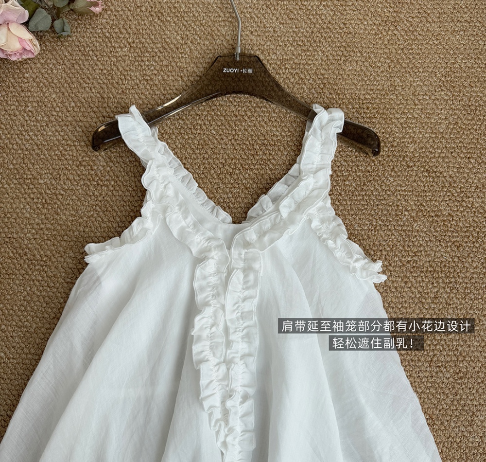 Summer sleeveless tops France style small shirt for women