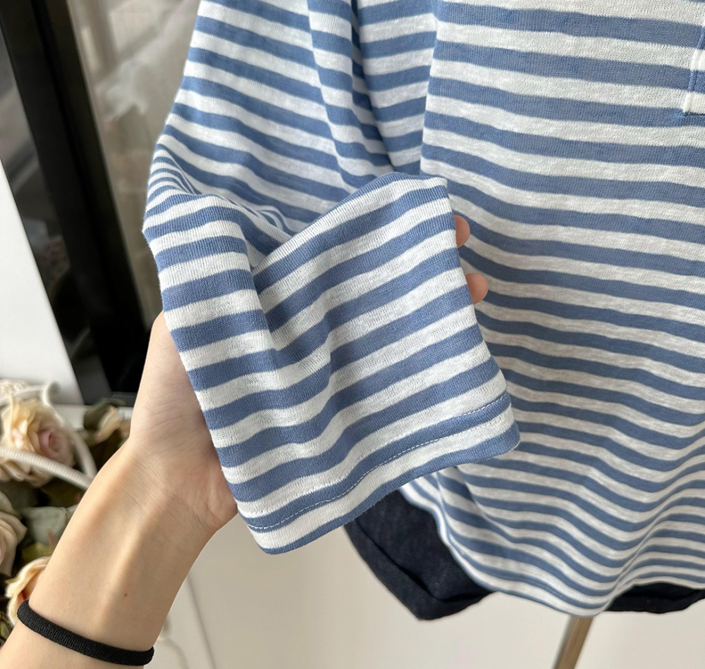 Drape tops mixed colors T-shirt for women