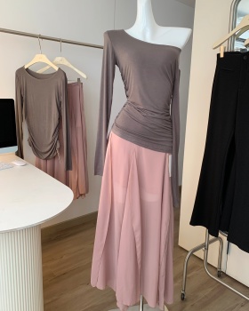 All-match thin skirt strapless T-shirt a set