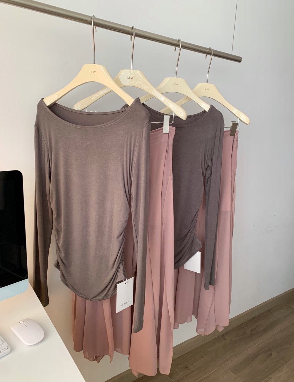 All-match thin skirt strapless T-shirt a set