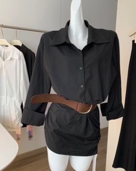 Short package hip shirt lazy temperament dress for women