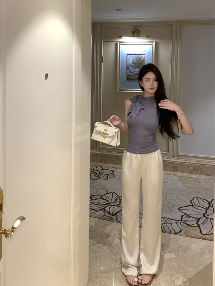 Tender slim tight vest fine band high collar tops for women