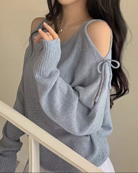Korean style slit sweater loose long sleeve tops