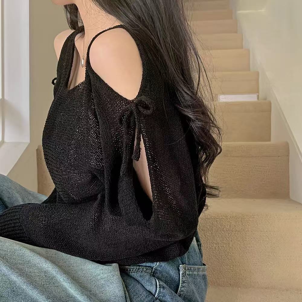 Korean style slit sweater loose long sleeve tops