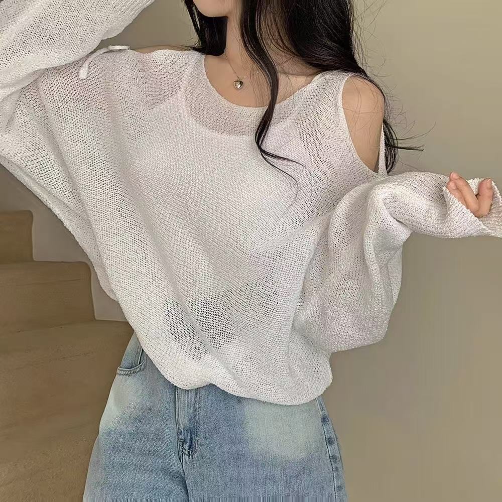 Korean style slit sweater loose long sleeve tops