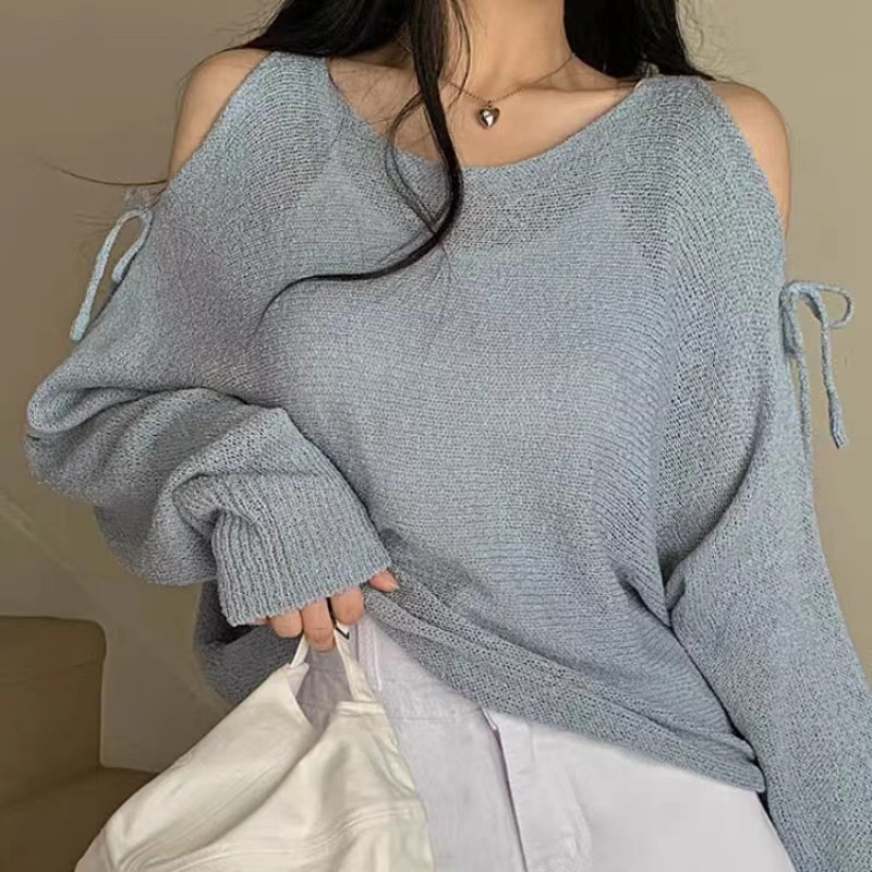 Korean style slit sweater loose long sleeve tops