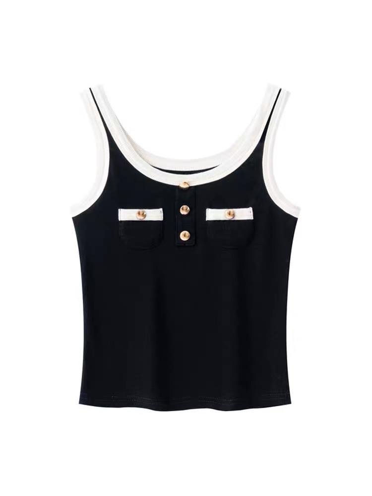 Slim black spicegirl vest sling enticement tops for women