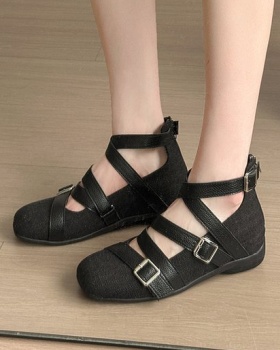 Spring and summer square head flattie autumn shoes for women