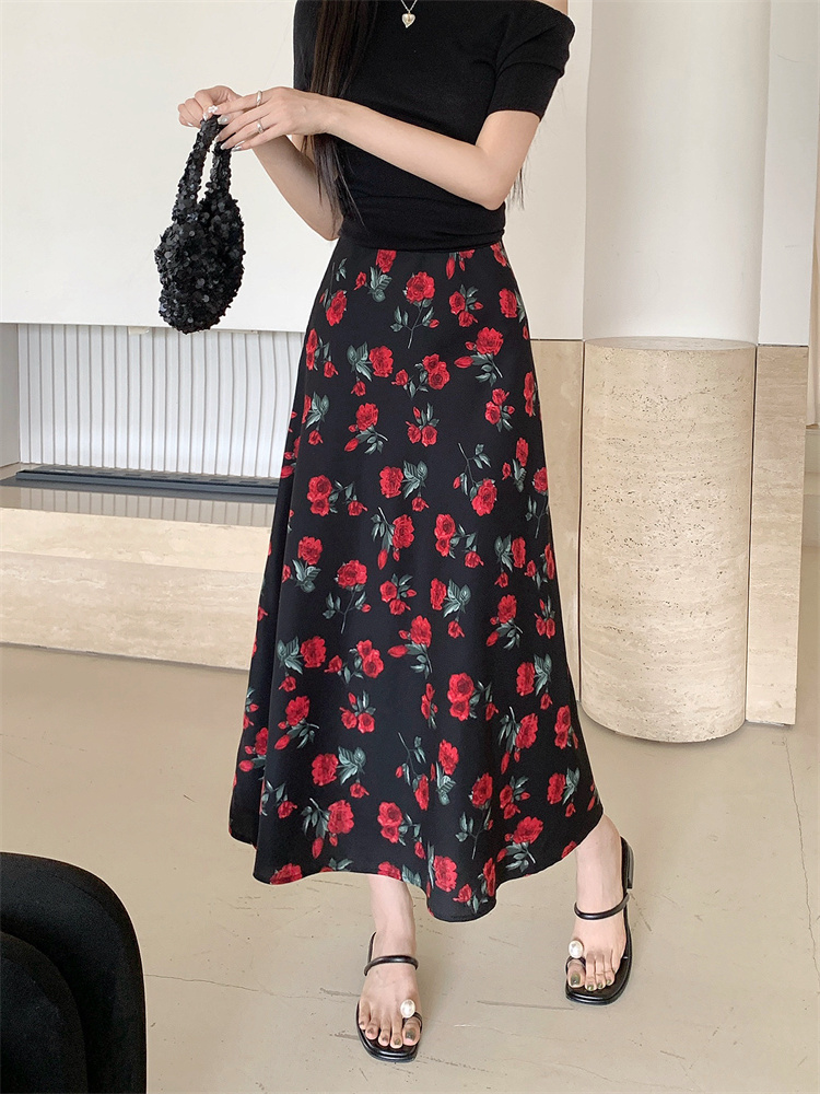 Large yard slim elastic waist summer skirt for women