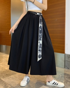 Ice silk summer long dress high waist loose culottes for women