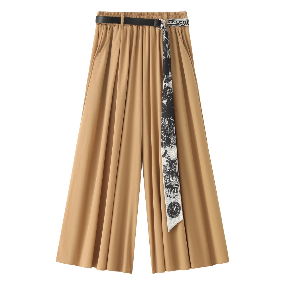 Ice silk summer long dress high waist loose culottes for women