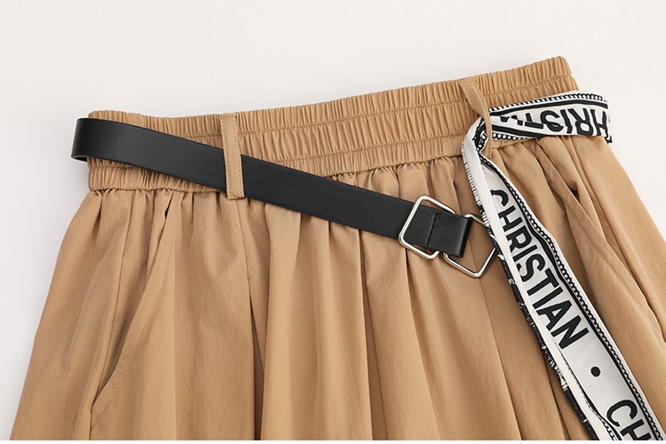 Ice silk summer long dress high waist loose culottes for women