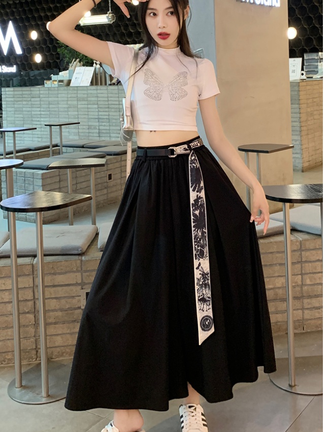 Ice silk summer long dress high waist loose culottes for women