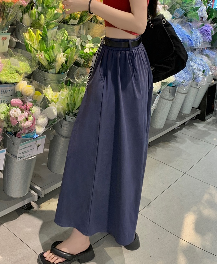 Ice silk summer long dress high waist loose culottes for women