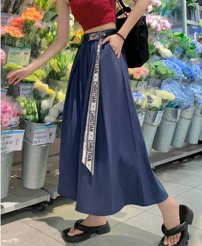 Ice silk summer long dress high waist loose culottes for women