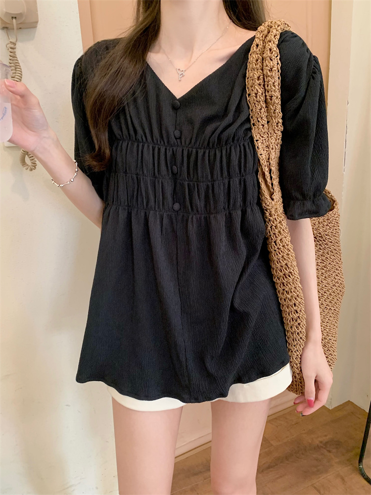 Short sleeve Cover belly tops summer shirt for women