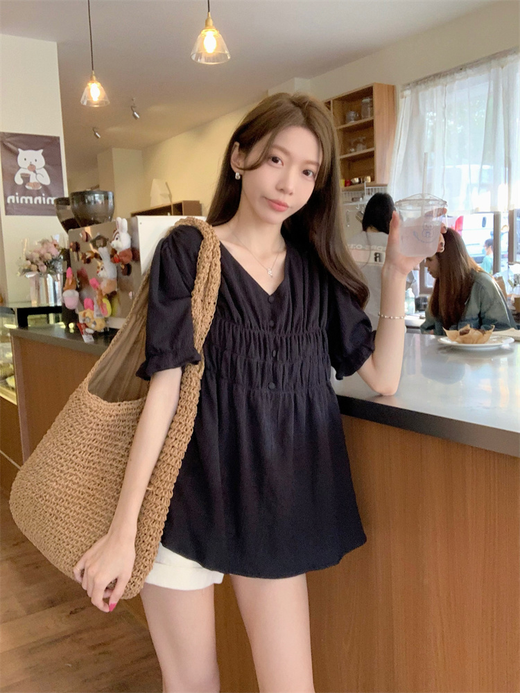 Short sleeve Cover belly tops summer shirt for women