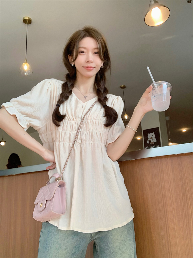 Short sleeve Cover belly tops summer shirt for women