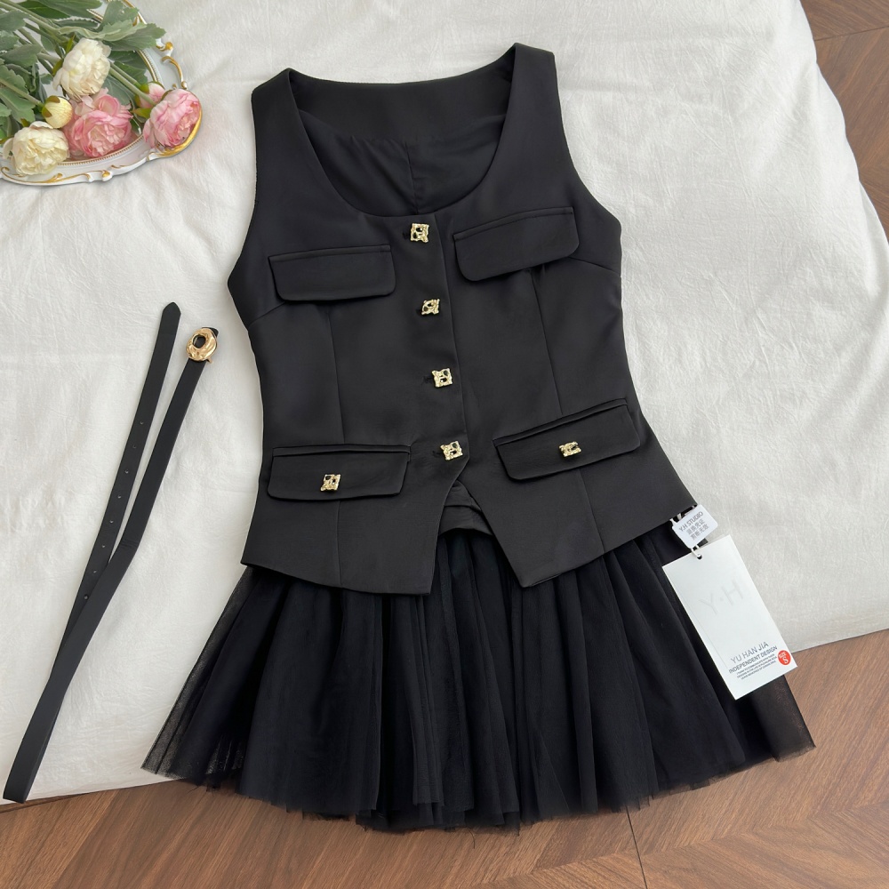 Slim commuting lace tops fashion simple skirt a set