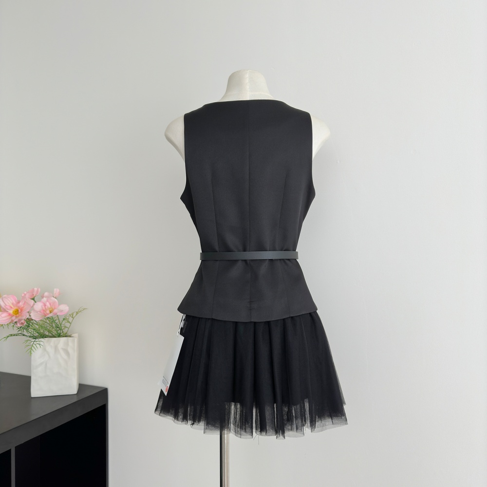 Slim commuting lace tops fashion simple skirt a set