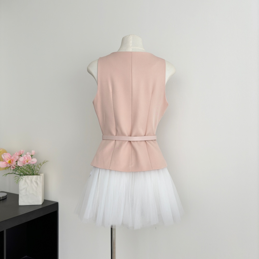 Slim commuting lace tops fashion simple skirt a set