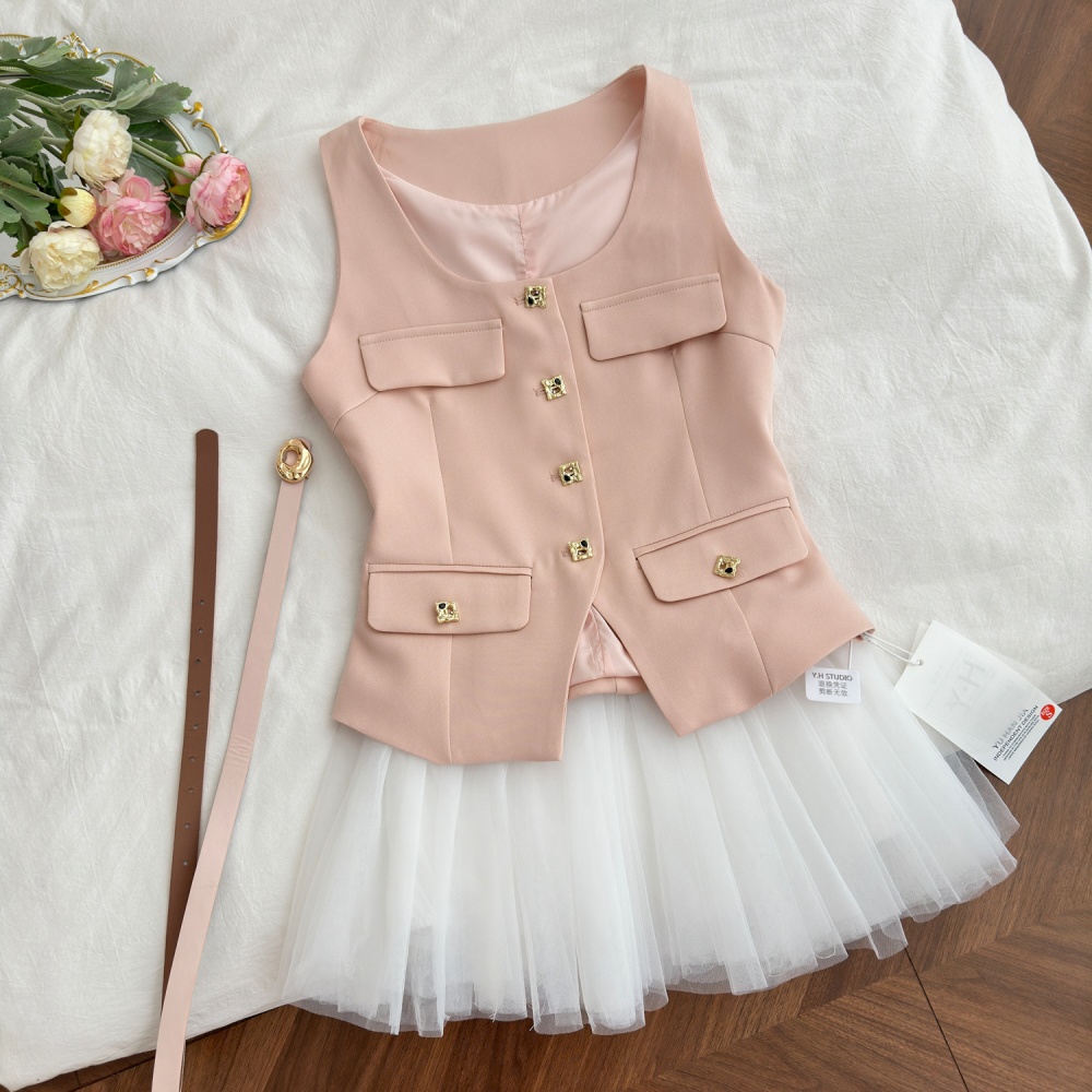 Slim commuting lace tops fashion simple skirt a set